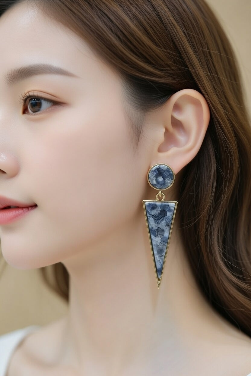 Blue Geometric Drop Earrings for Women | Gold Plated Statement Party Wear Earrings