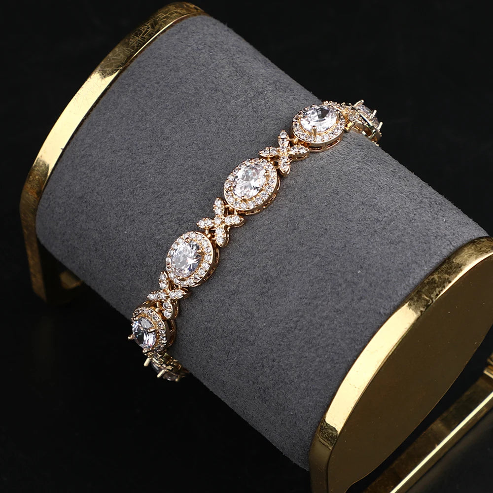 Classic Zircon Jewelry Set for Women – Necklace, Earrings, Ring & Bracelet
