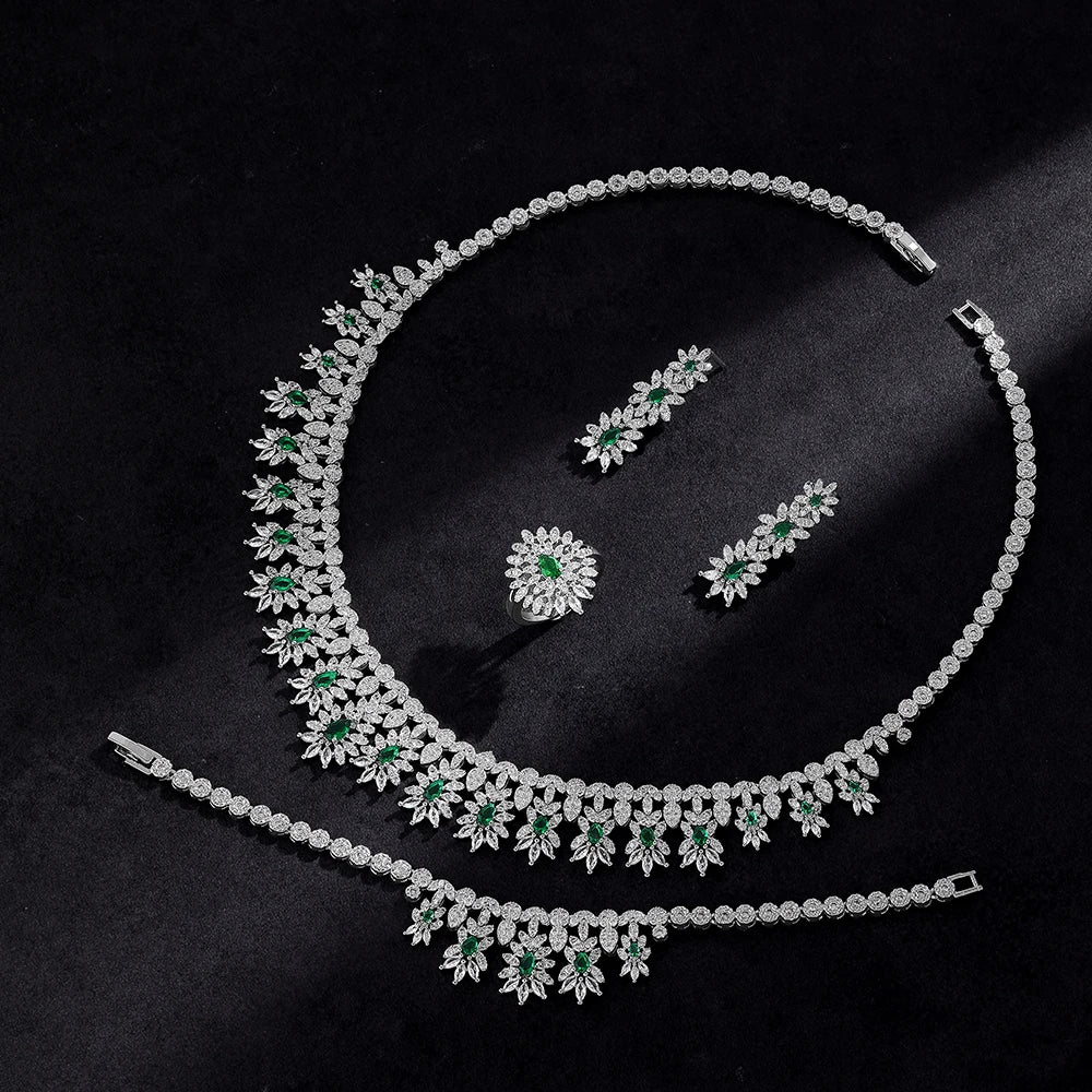 Jewelry Set for Women Sparking Wedding Necklace Jewelry Bridal Set