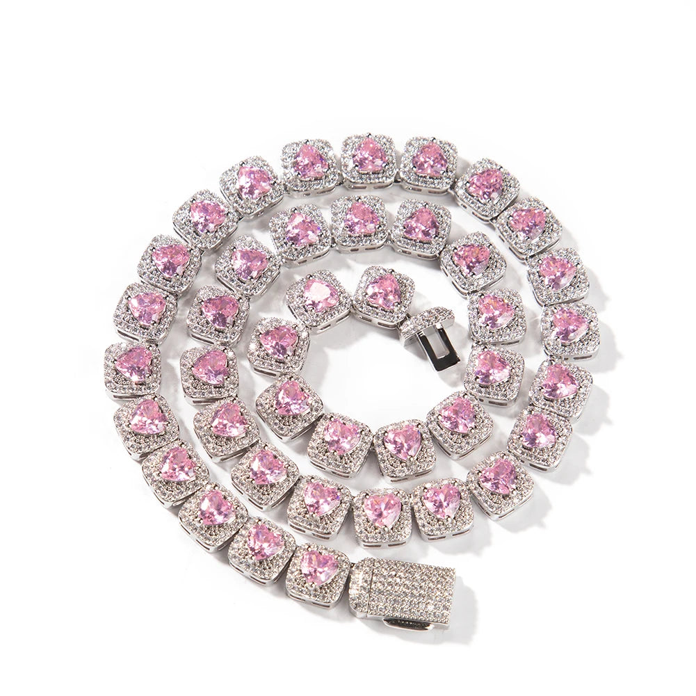 Necklace Heart Pendant Earrings Set Make a Wish Pink Cz Jewellery Sets for Woman