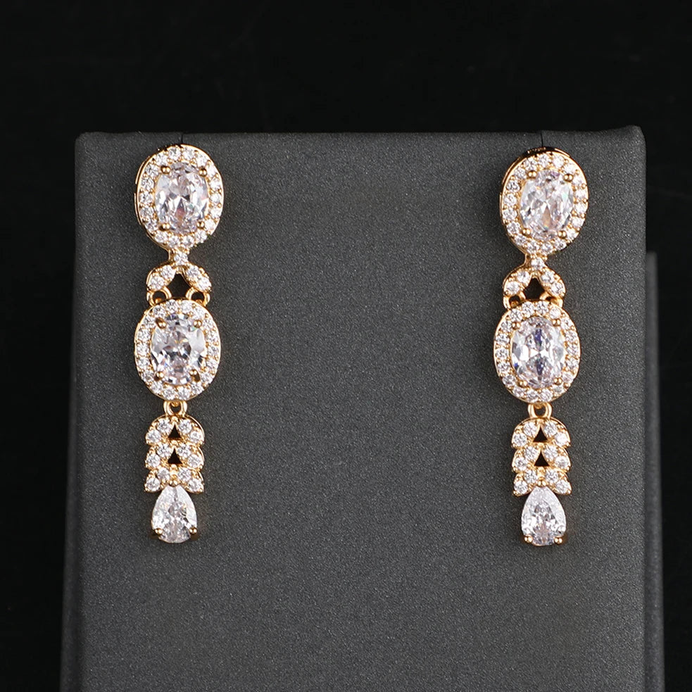 Classic Zircon Jewelry Set for Women – Necklace, Earrings, Ring & Bracelet
