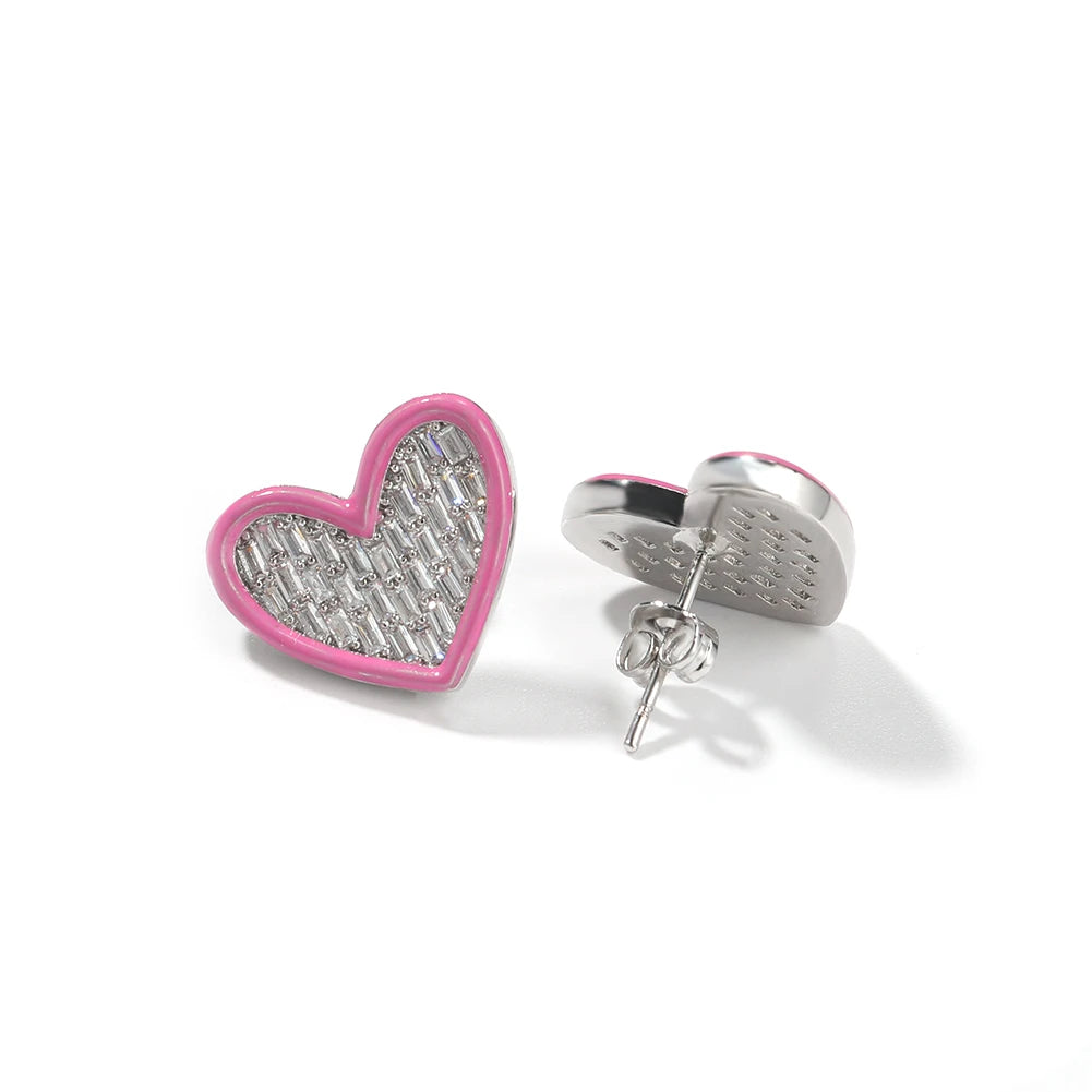 Necklace Heart Pendant Earrings Set Make a Wish Pink Cz Jewellery Sets for Woman