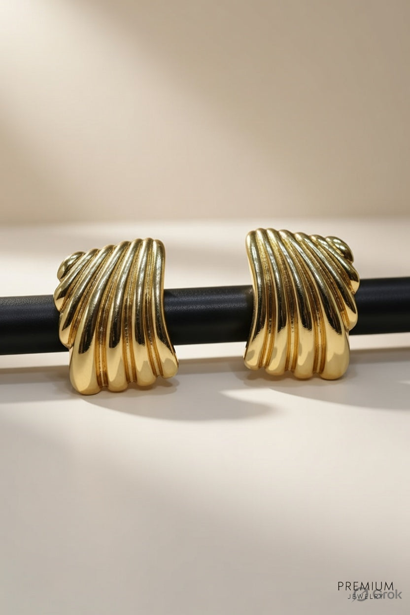 Gold Plated Textured Statement Earrings