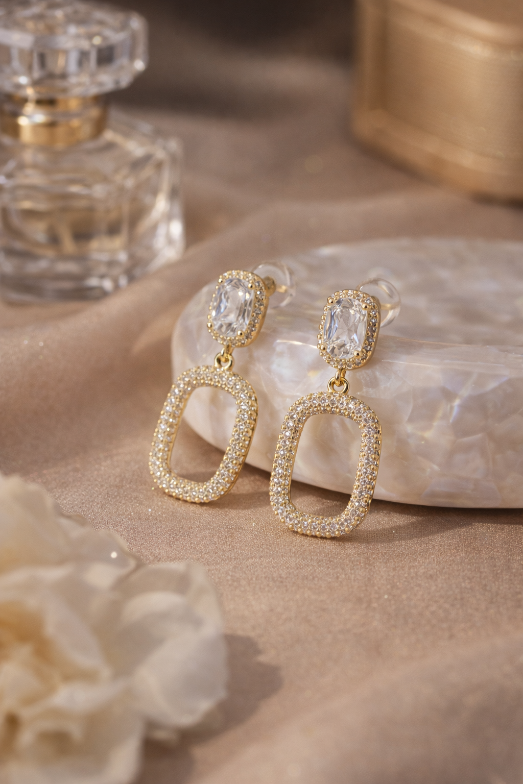 Elegant Crystal Drop Earrings for Women – Premium Artificial Diamond Earrings