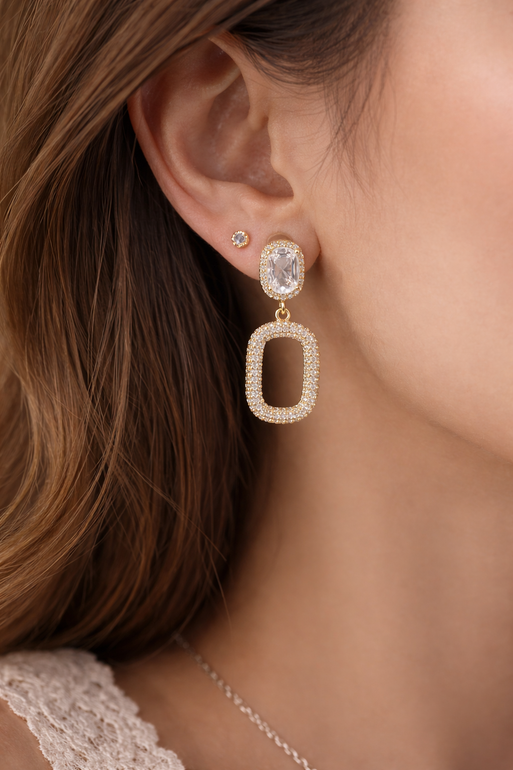 Elegant Crystal Drop Earrings for Women – Premium Artificial Diamond Earrings