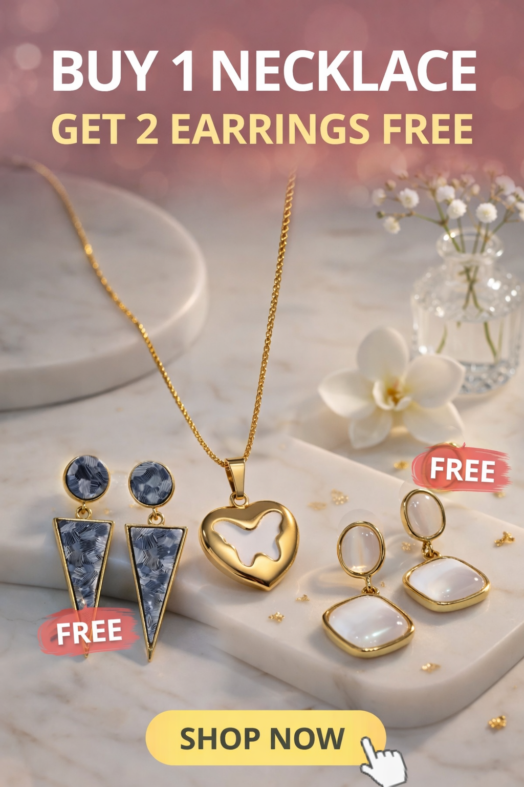 Buy 1 Necklace & Get 2 Pairs of Earrings FREE – Limited Time Offer