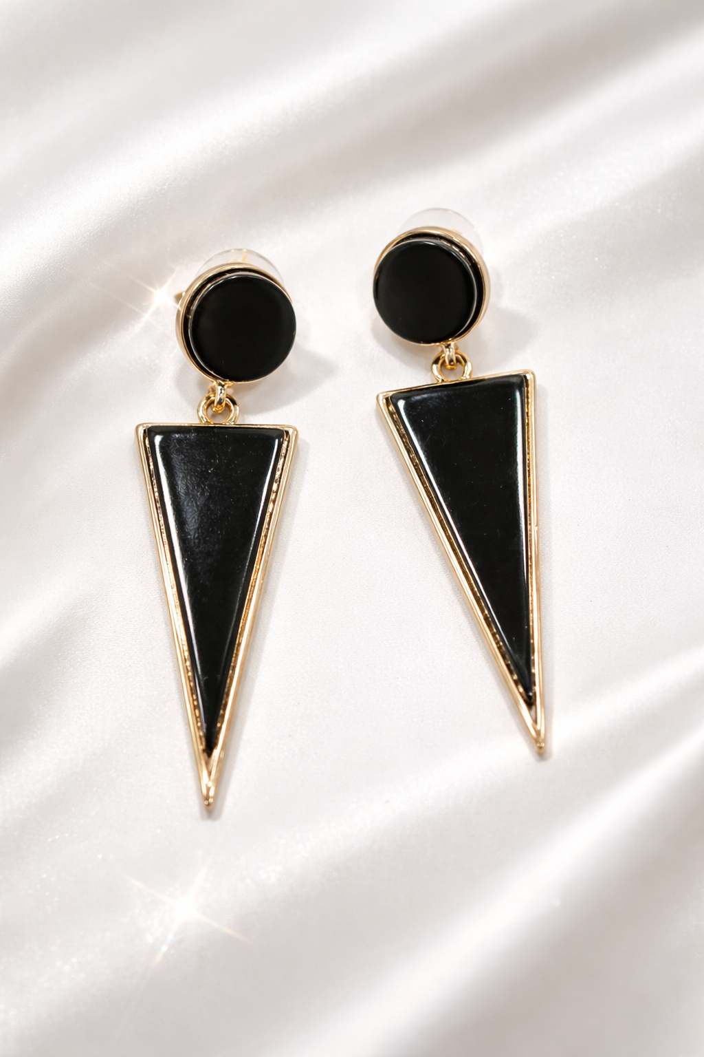 Black Geometric Drop Earrings for Women