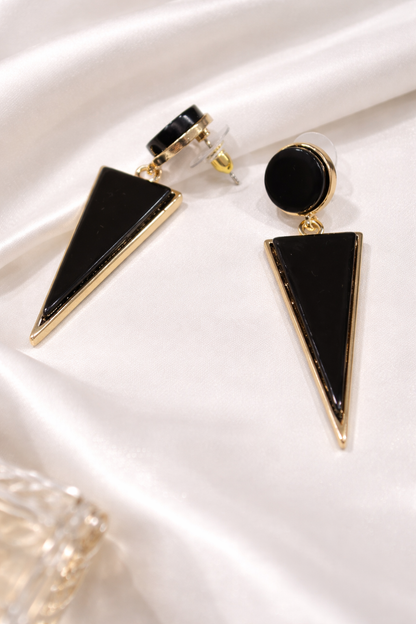 Black Geometric Drop Earrings for Women