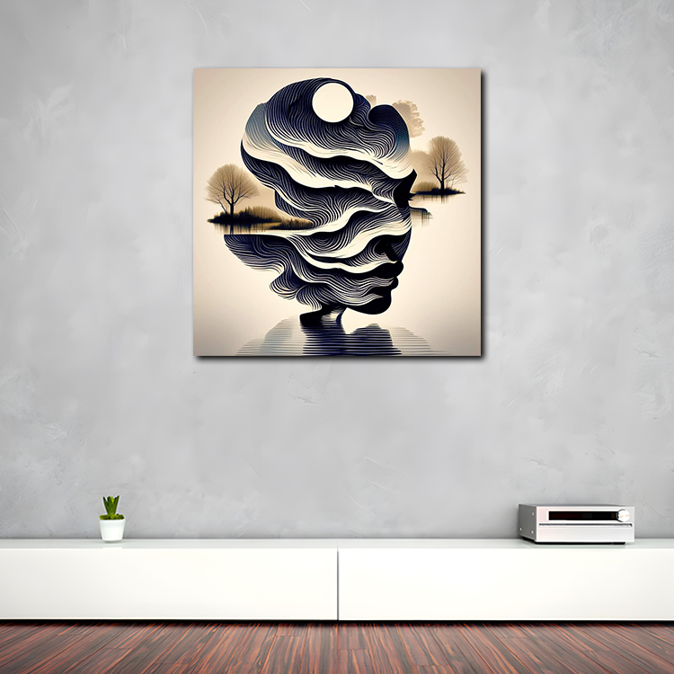 Modern Abstract Face Wall Painting | Wall Decor for Living Room Bedroom Office | Frameless A3 Poster