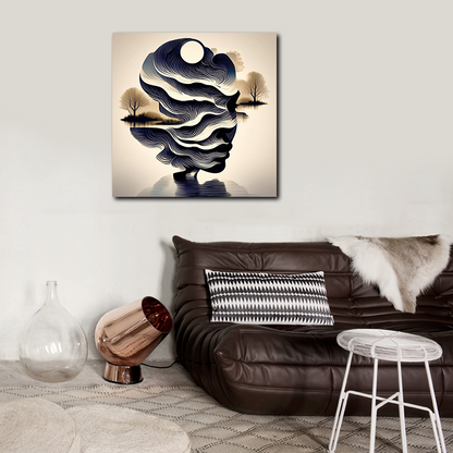 Modern Abstract Face Wall Painting | Wall Decor for Living Room Bedroom Office | Frameless A3 Poster