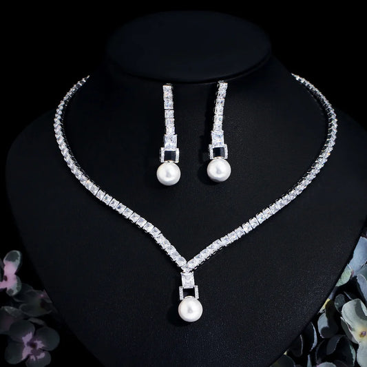 Trendy Necklace Zircon Bridal Wedding Jewelries Set for Wedding Jewellery Luxury