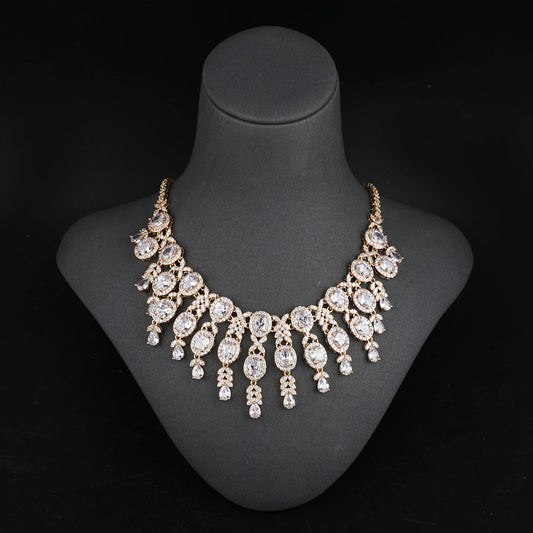 Classic Zircon Jewelry Set for Women – Necklace, Earrings, Ring & Bracelet