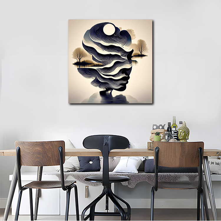 Modern Abstract Face Wall Painting | Wall Decor for Living Room Bedroom Office | Frameless A3 Poster