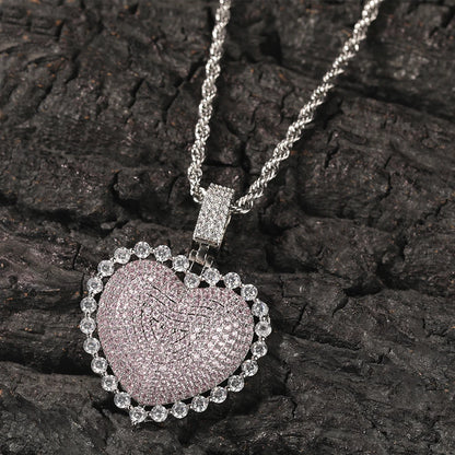 Necklace Heart Pendant Earrings Set Make a Wish Pink Cz Jewellery Sets for Woman