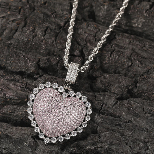 Necklace Heart Pendant Earrings Set Make a Wish Pink Cz Jewellery Sets for Woman