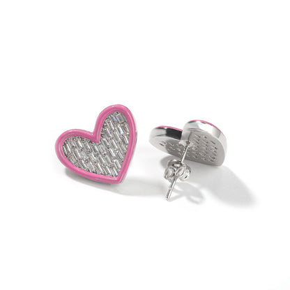 Necklace Heart Pendant Earrings Set Make a Wish Pink Cz Jewellery Sets for Woman