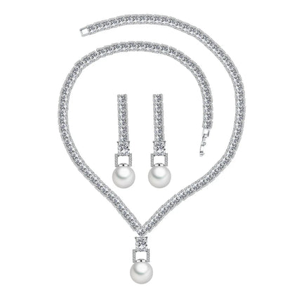 Trendy Necklace Zircon Bridal Wedding Jewelries Set for Wedding Jewellery Luxury