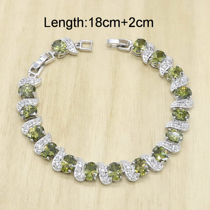 Silver Dubai Jewelry Set for Women With Bracelet Earrings Pendant Ring