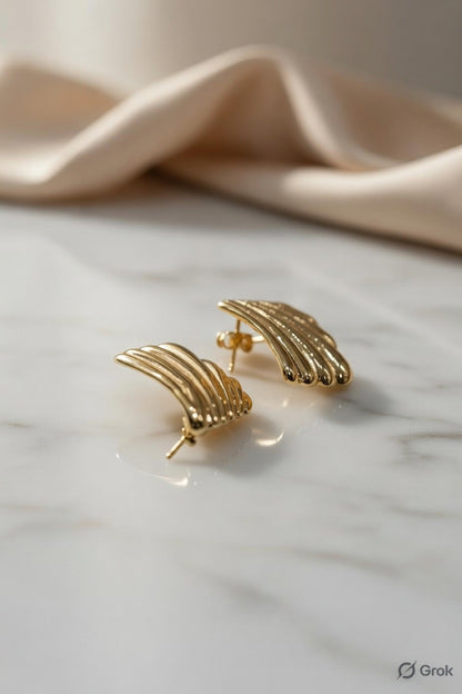 Gold Plated Textured Statement Earrings