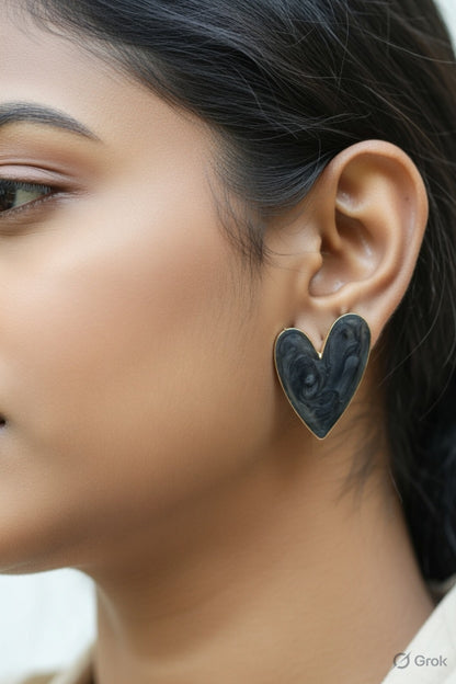 Black Heart Earrings for Women