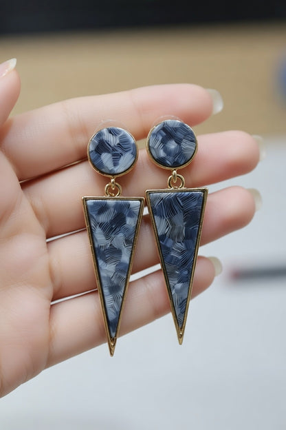 Blue Geometric Drop Earrings for Women | Gold Plated Statement Party Wear Earrings