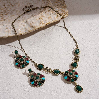 Luxury Rhinestone Flower Necklace & Earring Set for Women