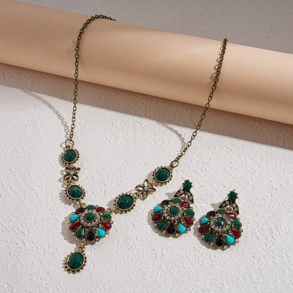 Luxury Rhinestone Flower Necklace & Earring Set for Women
