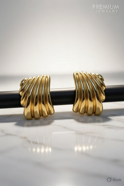 Gold Plated Textured Statement Earrings
