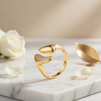 Anti Tarnish Gold Plated Adjustable Ring for Women