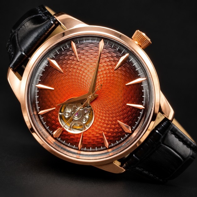 Luxury Rose Gold Mechanical Watch with Open-Heart Design - Image 2