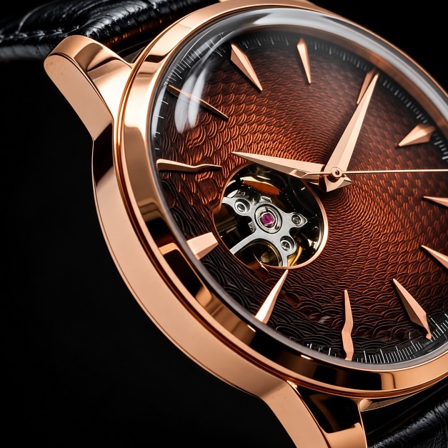 Luxury Rose Gold Mechanical Watch with Open-Heart Design - Image 6