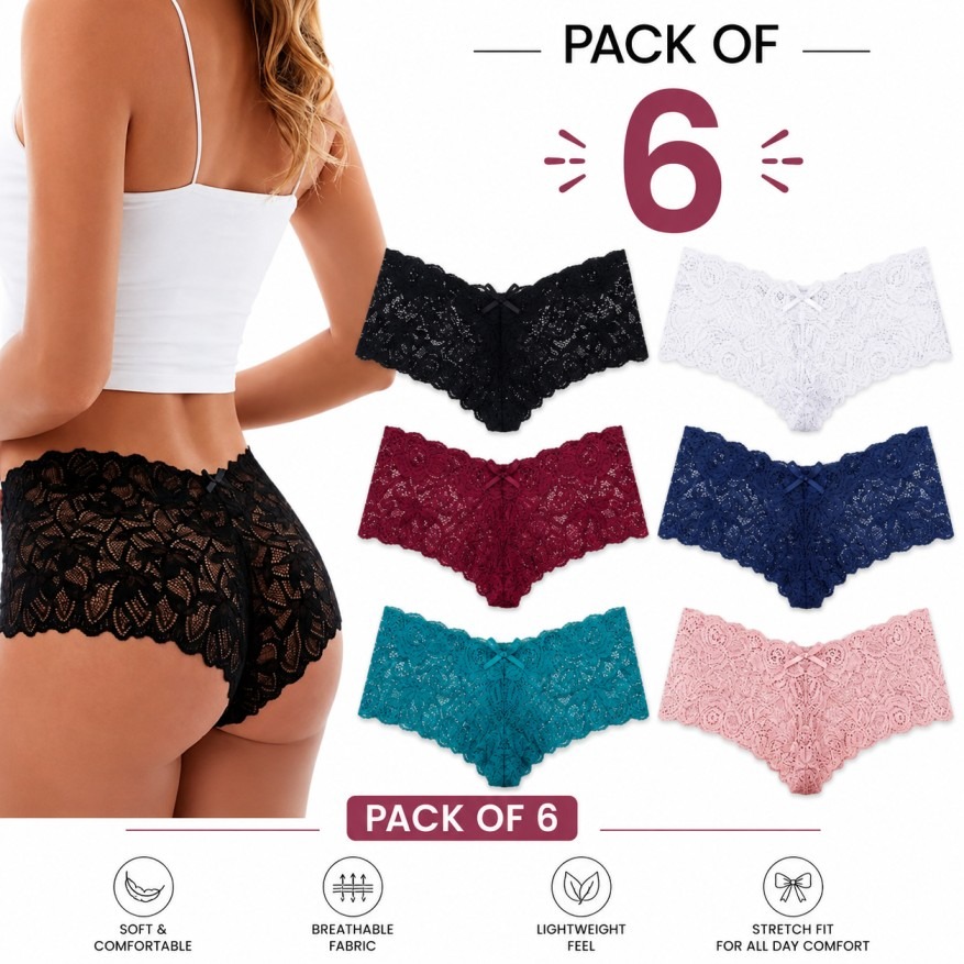 Women’s Lace Hipster Panties – Soft, Comfortable & Stylish