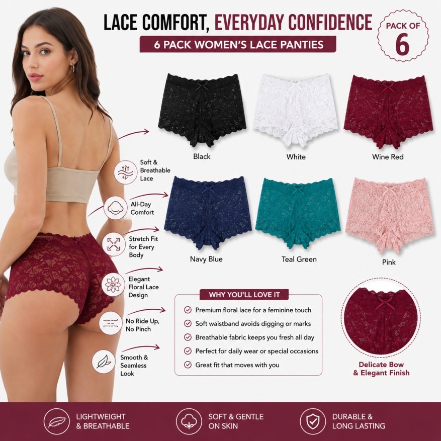 Women’s Lace Hipster Panties – Soft, Comfortable & Stylish - Image 2