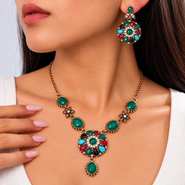 Flower Necklace Set with Earring